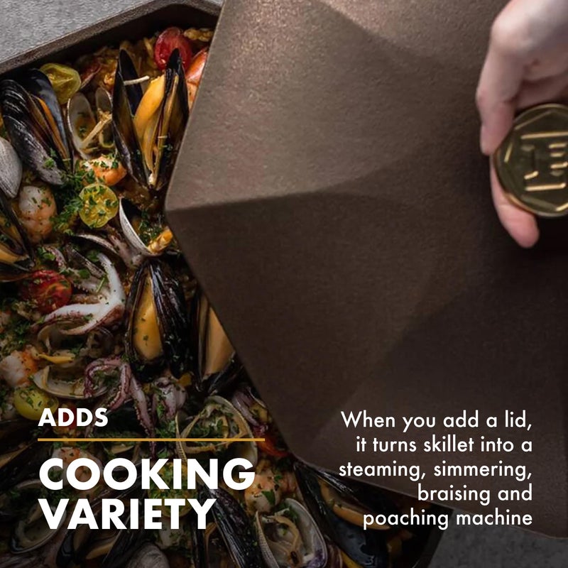 FINEX 12" Cast Iron Skillet Lid with Brass Handle, Modern Heirloom, Handcrafted in the USA, Pre-seasoned with Organic Flaxseed Oil - Image 5